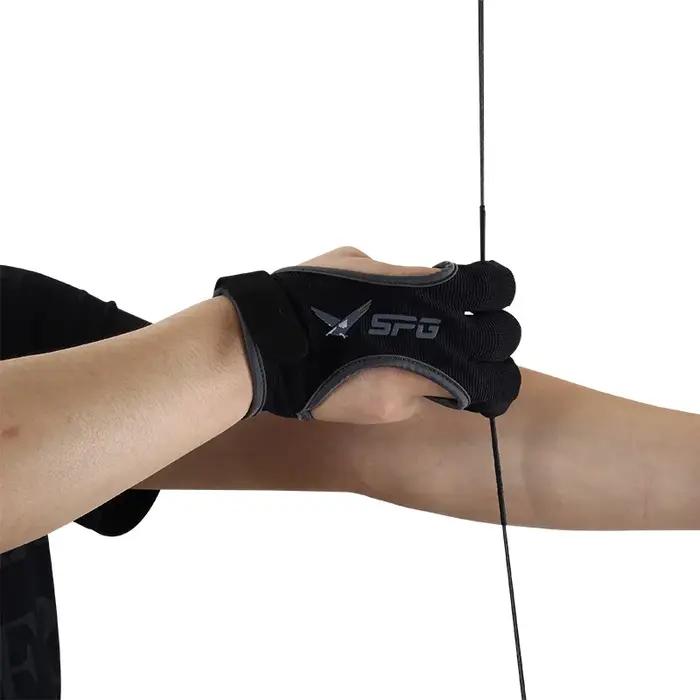Gants d'archerie 3 doigts cuir antidérapant respirant arc classique chasse tir débutant adulte