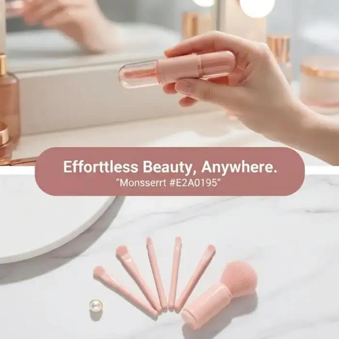 Ensemble de pinceaux télescopiques 4 en 1 pour voyageurs et mode de vie actif en plastique avec poignées colorées pour maquillage facile et élégant