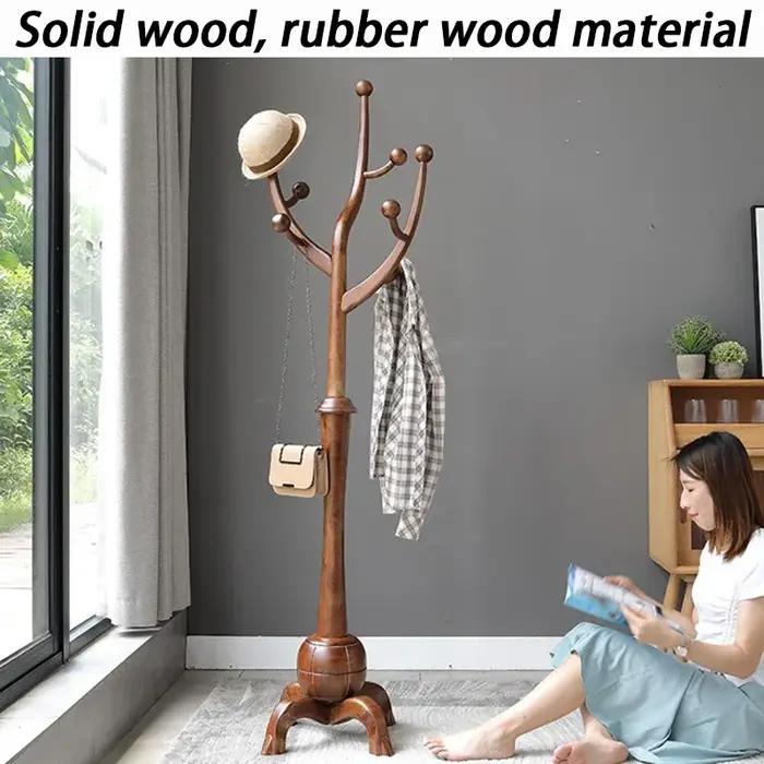 Porte-manteau en bois massif 180cm moderne pour entrée salon chambre ou suite 8 crochets américains style