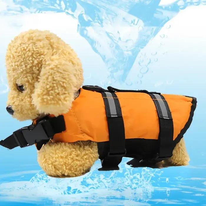 Gilet de sauvetage pour chien, conservateur de maillot de bain de sécurité avec rayures réfléchissan