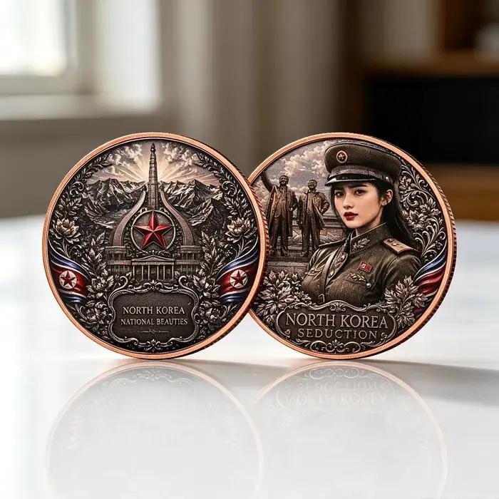 Pièce de Monnaie en Cuivre Pur 999 de 1 Oz Collection Commémorative Nord-Coréenne Occasions Spéciales Décoration Maison Artisanal