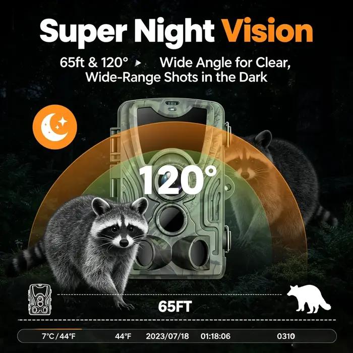 Caméra de chasse 20MP avec vision nocturne étanche IP65 pour observation de la faune et suivi scientifique