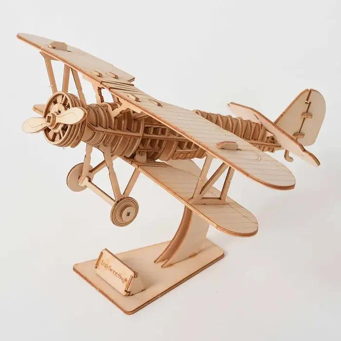 Bricolage 3d puzzle en bois pour assemblage Puzzle découpe Laser bateau à voile biplan Locomotive à