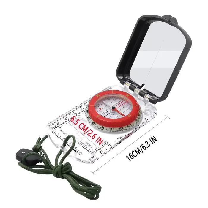 Boussole de visée à miroir inclinable réglable avec veilleuse pour randonnée lecture carte camping survie chasse alpinisme