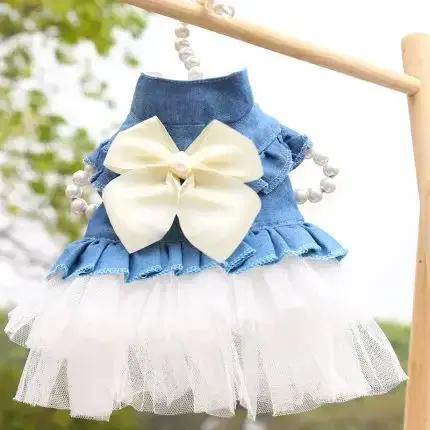 Robe en jean pour petits chiens, vêtements pour chiens, robes de mariée en denim pour Chihuahua, pri
