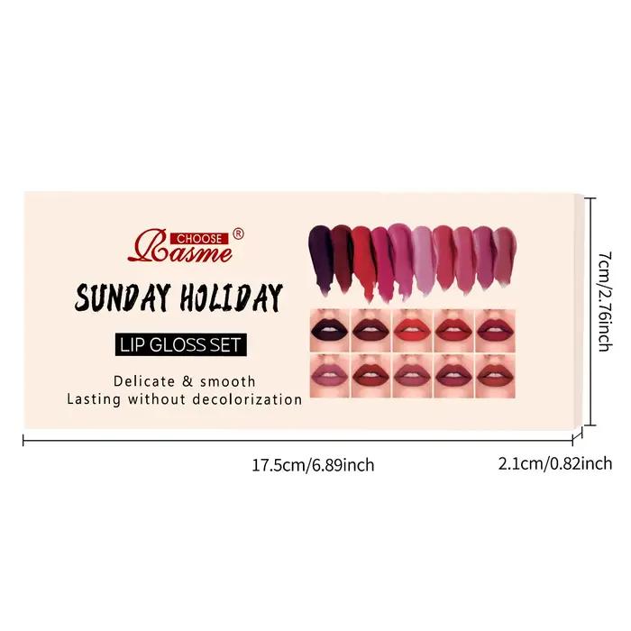 Ensemble de 10 rouges à lèvres velours imperméables et hydratants pour femmes occasions spéciales Saint-Valentin