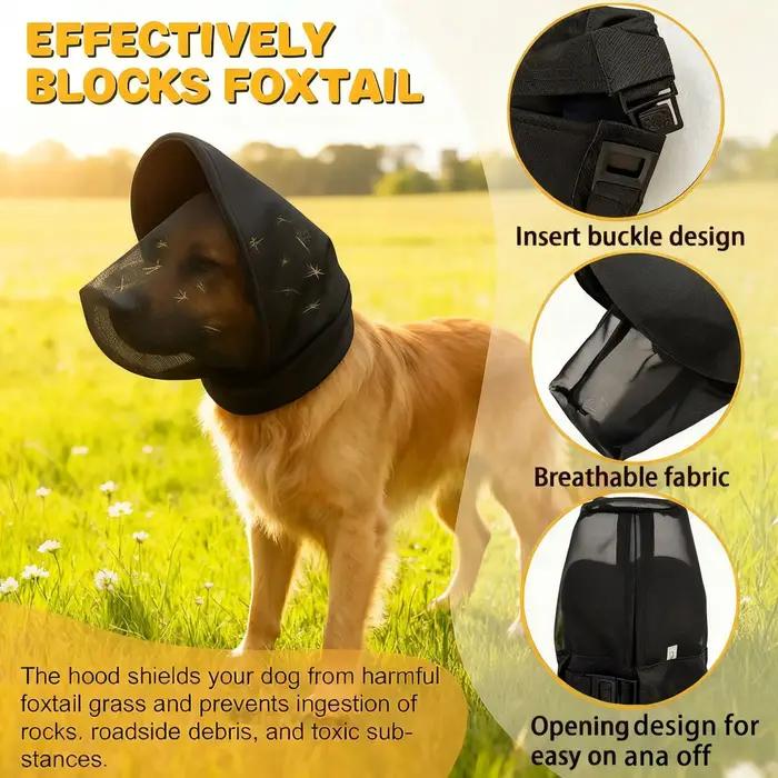 Masque de protection en maille respirant pour chien, anti-moustiques, protège-oreilles, couvre-tête pour animaux, protection faciale, empêche l'ingestion accidentelle