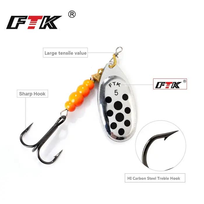 Leurres FTK Spinner Bait 4g à 14g - Cuillères métalliques pour pêche du brochet avec hameçons triples