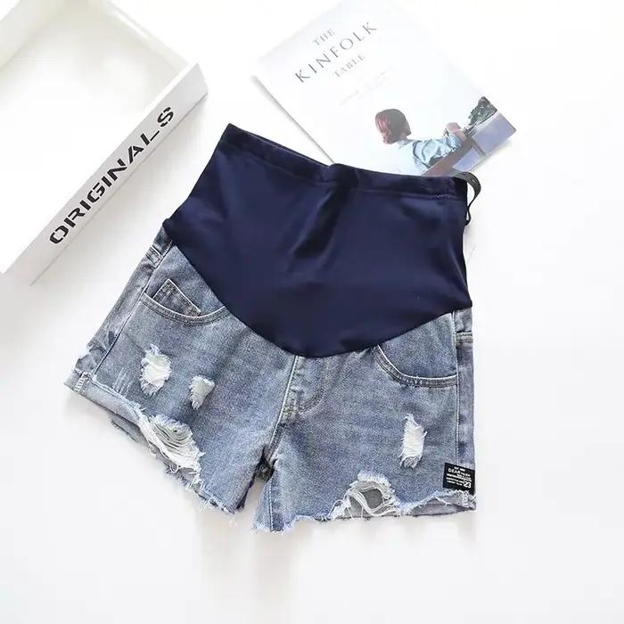 Jeans de maternité pour femmes enceintes, Shorts de grossesse en Denim, taille basse, grande taille, pantalons amples, vêtements d'extérieur