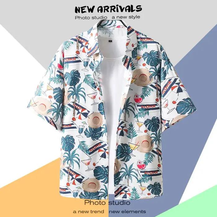 Chemise à fleurs hawaïennes décontractée pour homme et femme, polyester élasthanne, col rabattu, imprimé, drap fin, chemises estivales, tenues de plage et de fête