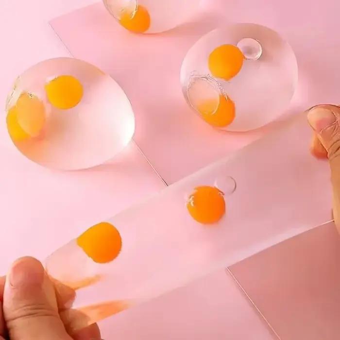 Œuf anti-stress transparent jaune double, œuf simulé pour soulager le stress des adultes, cadeau anti-stress