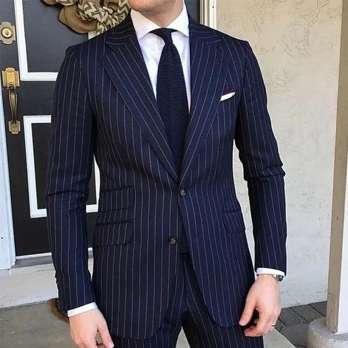 Costume 2 Pièces à Fines Rayures Pour Hommes Élégant et Polyvalent Pour Mariage Formel Soirées de Promo et Événements d'Affaires
