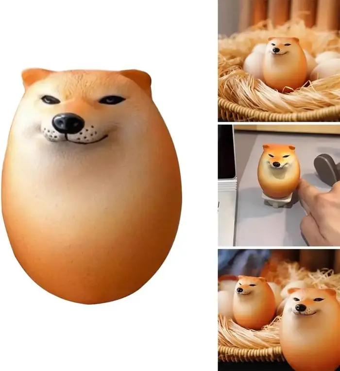 Shibako Oeuf de chien Squishy Shiba Inu Décoration de bureau en forme d'œuf réaliste Vent