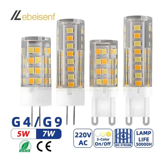 Ampoules LED à Base G4/G9, 220V, 5W, 7W, suspension en céramique, 3000K, 4000K, 6000K, commande marc