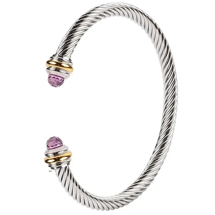Bracelet de collier en corde métallique d'acier populaire réglable personnalisé bijoux Hip-hop Europ