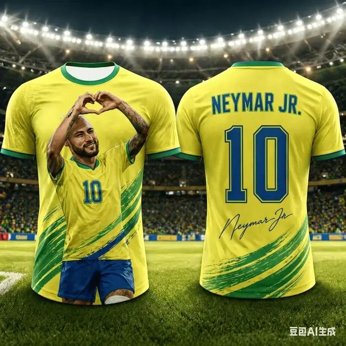 Numéro de l'équipe nationale du Brésil Maillot de football Neymar pour 10 joueurs, T-shirt sportif pour homme été 2026, tissu respirant et à séchage rapide