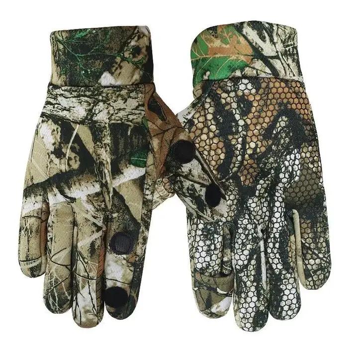 Gants de chasse camouflage deux doigts tactiques paume anti-dérapage pour tir précis