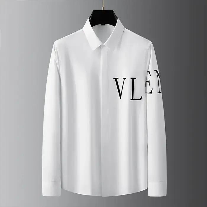 Chemises à manches longues floquées pour hommes avec lettre de marque, coupe couvertes, robe d'affai