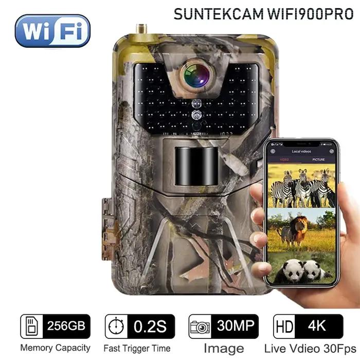 4K 30FPS Wifi caméras de chasse 940nm APP Surveillance sans fil Bluetooth contrôle Wifi900PRO 30MP faune Photo pièges enregistrement