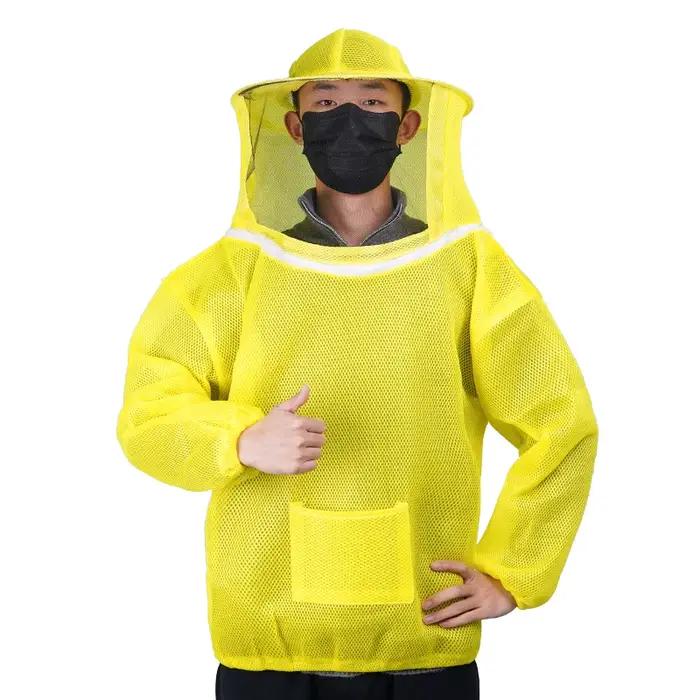 Veste de protection à capuche anti-équation trempée pour l'apiculture, vêtements de protection en maille respirante, blouse de voile, prévention des morsures