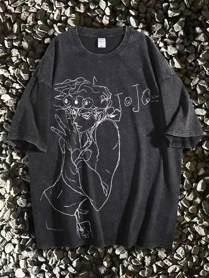 Giorno Giovanna JoJo's Bizarre Adventure Anime vêtements hommes femmes T-shirts Vintage lavé t-shirt