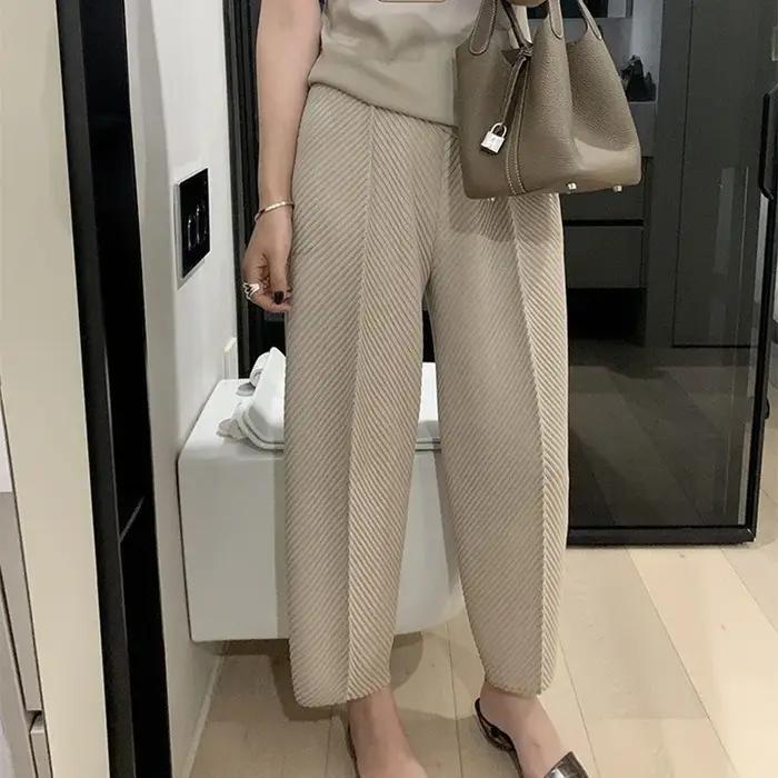 Pantalon en écailles de poisson plié, pantalon radis ample et décontracté, pantalon Harlan à petite