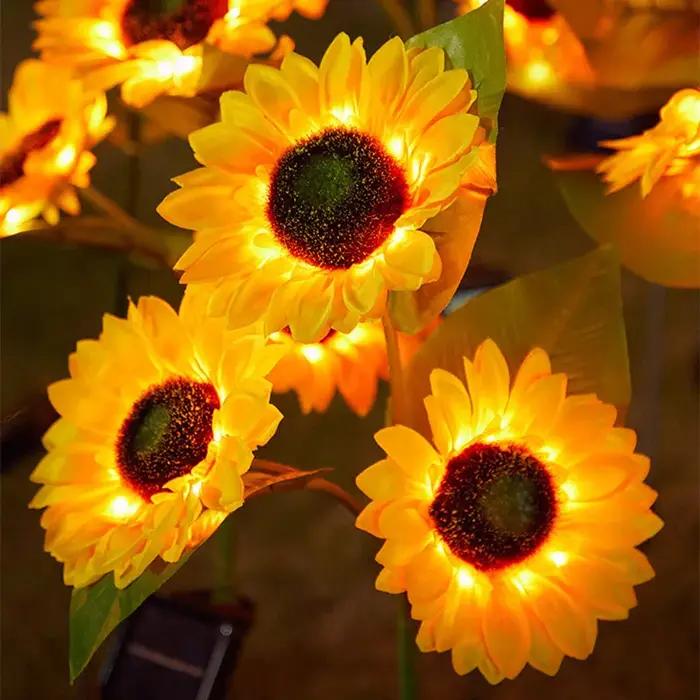 LED solaire tournesol extérieur pelouse lumière IP65 étanche voie cour mariage vacances jardin décor
