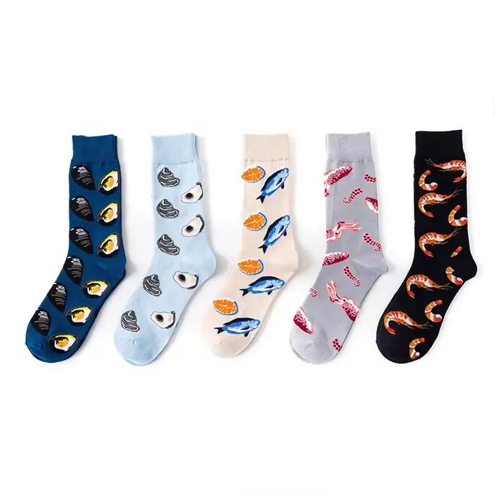 Chaussettes chasse originales motifs fruits de mer - Femme couple courtes coton premium