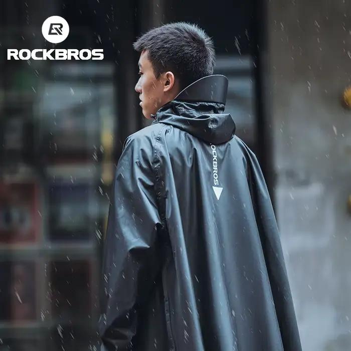 ROCKBROS-Poncho de pluie avec capuche pour homme et femme, imperméable, coupe-vent, voyage, camping,