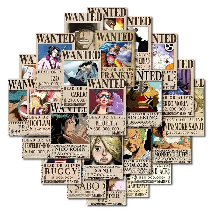 10/30/56 pièces Anime une pièce recherché affiches autocollants dessin
