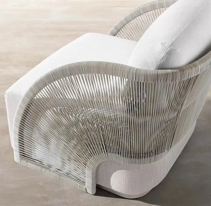 Meubles d'extérieur en osier PE, canapé tissé en corde, cadre en aluminium imperméable, ensemble de