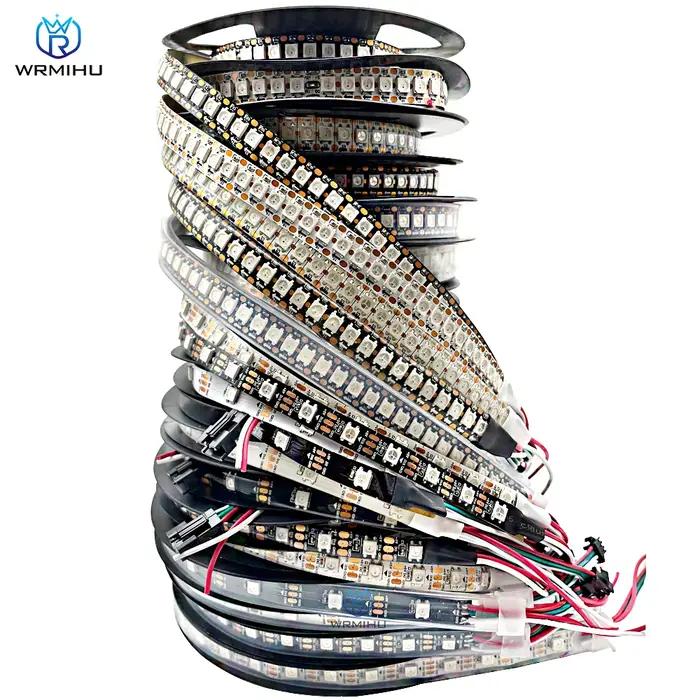 DC5V WS2812B 5 m/rouleau 30/60/144 diodes/m noir/blanc PCB IP30/IP65/IP67 5050RGB adressable individ