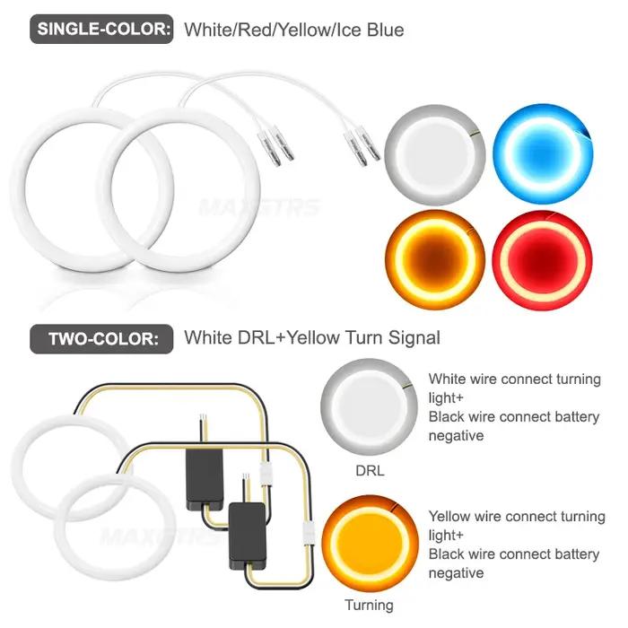 2x Angel Eyes Halo Ring 3528 LED puce voiture antibrouillard moto feux diurnes DRL avec clignotant 8