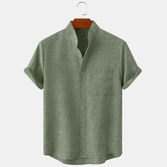 FEGKZLI Chemise en lin 100% coton à manches courtes pour hommes Chemises de plage amples surdimensio