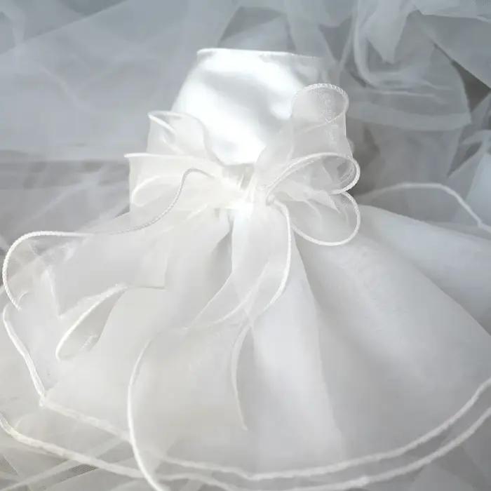 Robe de princesse chien blanc avec nœud papillon