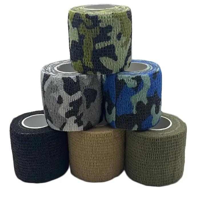 Bandage élastique auto-adhésif non tissé, bande de pouce de Sport, enveloppe de Camouflage tactique,