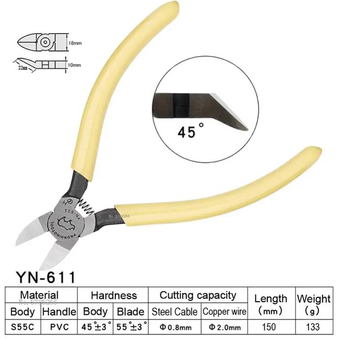 PRO RHINO TOOLS Pinces en plastique à lame incurvée à 45 ou 90 degrés Pince coupante diagonale