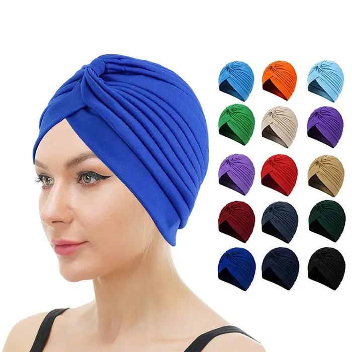 Femmes extensible Turban casquette musulman Hijabs chapeau femme intérieur Hijab solide arabe indien