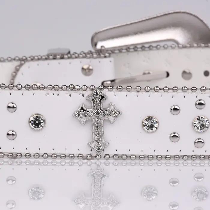 Punk strass blanc ceinture femme mâle mode western jean femme jean bijoux design de mode Y2K jean ce