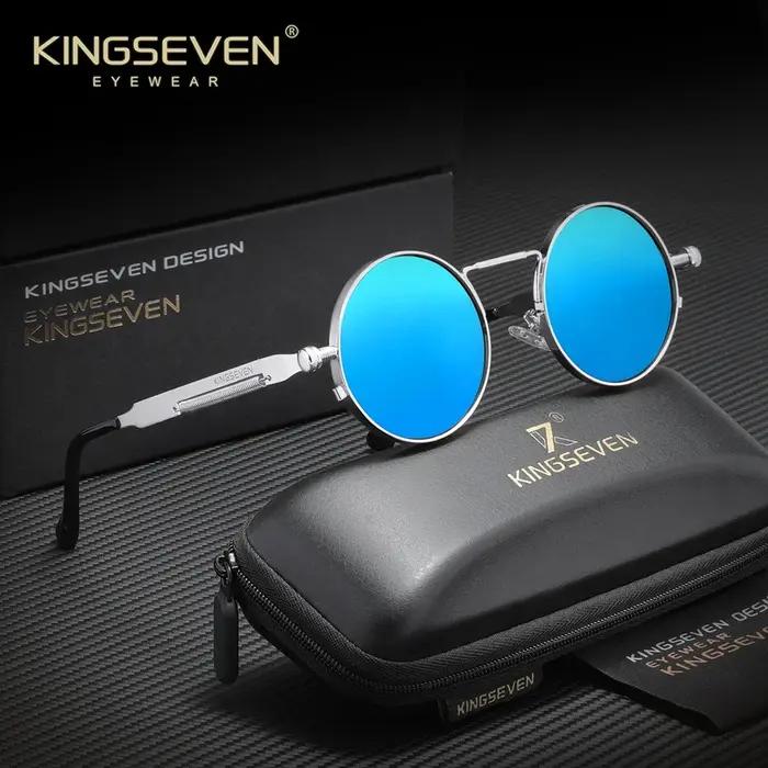KINGSEVEN Lunettes de soleil rondes gothiques steampunk pour hommes et femmes