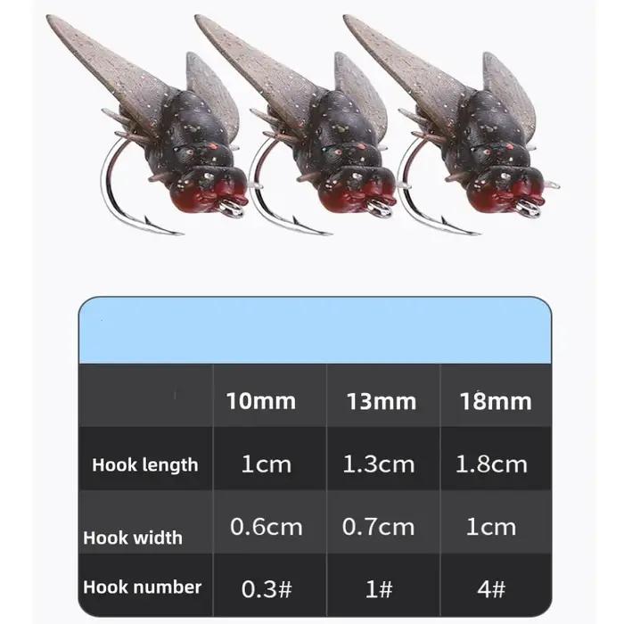 10 pièces mouches de pêche à la mouche mушки для нахлыст PVC caoutchouc souple leurre
