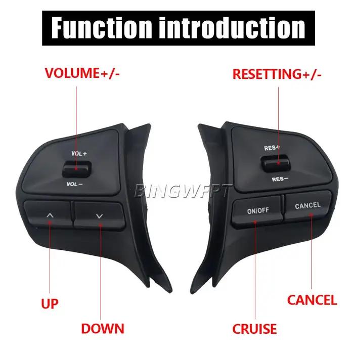 Interrupteur de voiture pour Kia Rio 2012 – 2016, Volume Mude Song, clé de croisière, bouton de comm