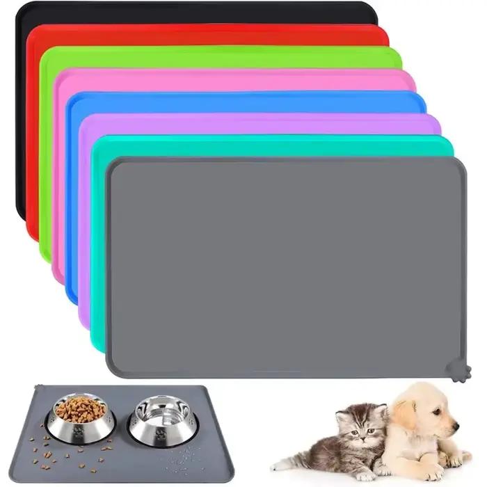Tapis de nourriture pour chien et chat, pour bol d'alimentation pour animaux de compagnie, imperméable et antidérapant, tapis de bol en Silicone pour animaux de compagnie, tapis imperméable à pointe h