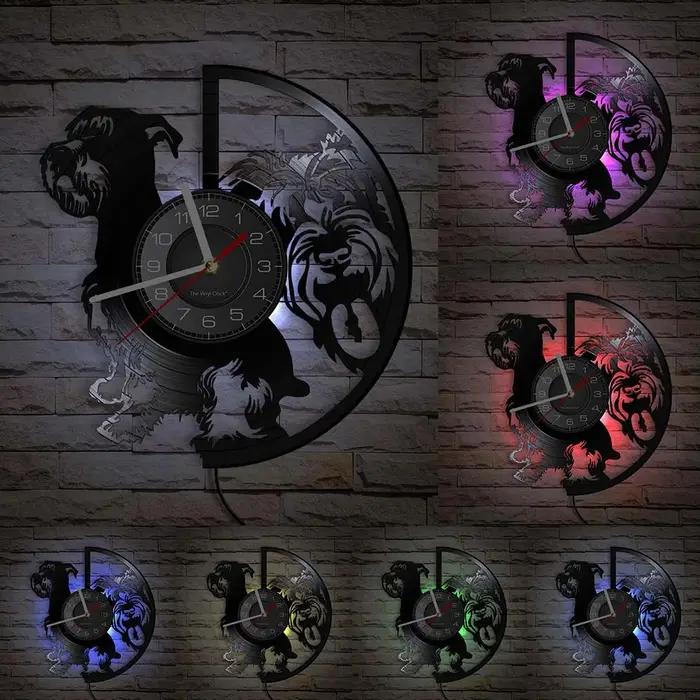 Mini horloge murale l'inventaire avec Silhouette de chien Schnauzer