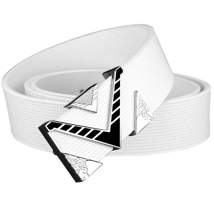V lettre boucle boucle dorée ceinture hommes mode personnalité boucle luxe sangle en cuir véritable