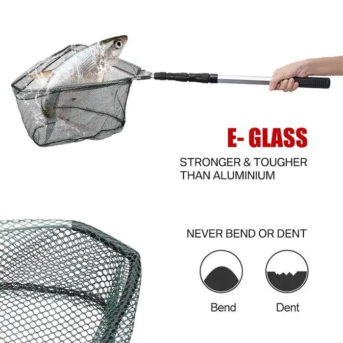 Filet d'atterrissage de pêche en alliage d'aluminium multifilament étendu jusqu'à 190cm pour pêcheurs débutants et experts toutes occasions