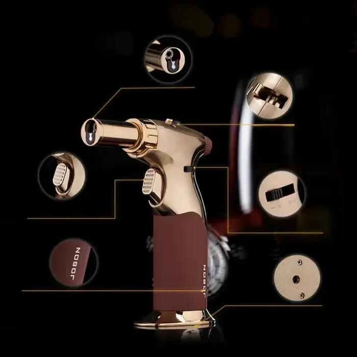 Allume-cigares créatif JOBON avec quatre modes de flamme, sécurité intégrée et design moderne pour fumeurs et amateurs de barbecues