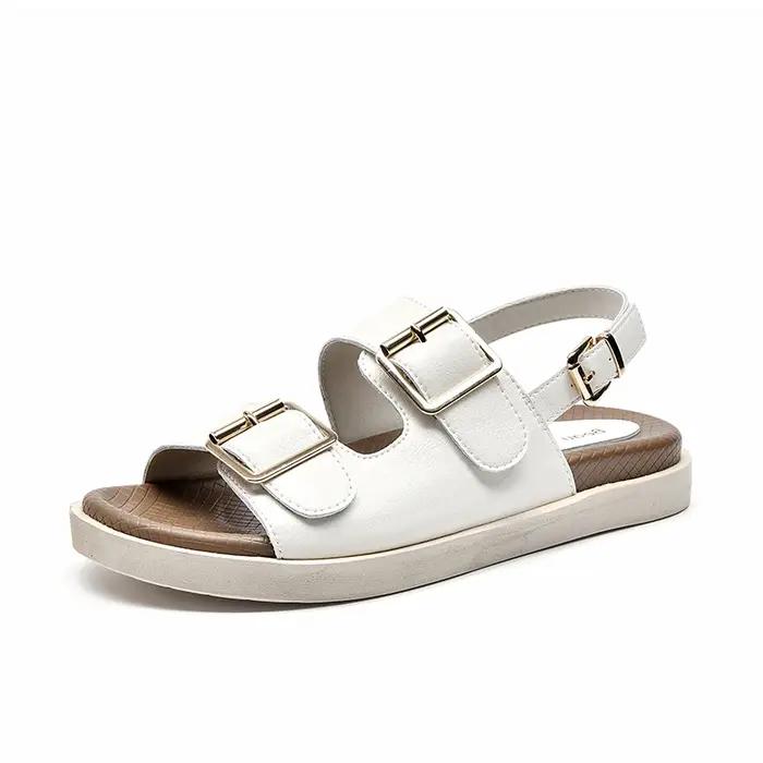 BEAU TODAY-Sandales décontractées en cuir de vache pour femmes
