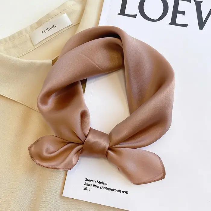 Écharpe 100% soie Bandana femmes foulards carrés foulard mûrier printemps mode luxe haute qualité bandeau Hijab châles