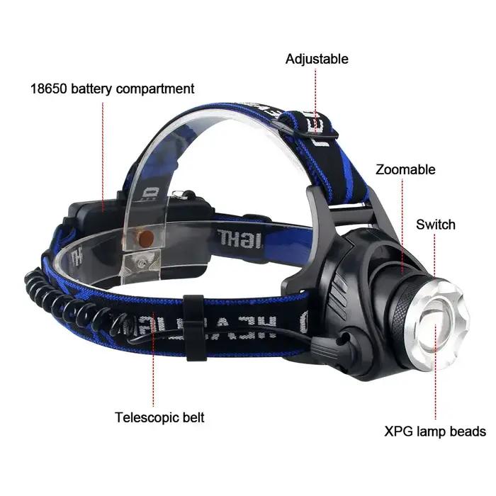 Lampe de poche à tête LED zoomable, lampe de sauna, lumière rouge 18650, extérieur, Xaf, camping, ch